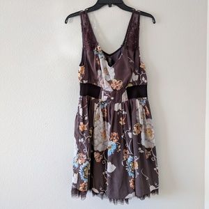 Free People Brown Floral Sleeveless Dress